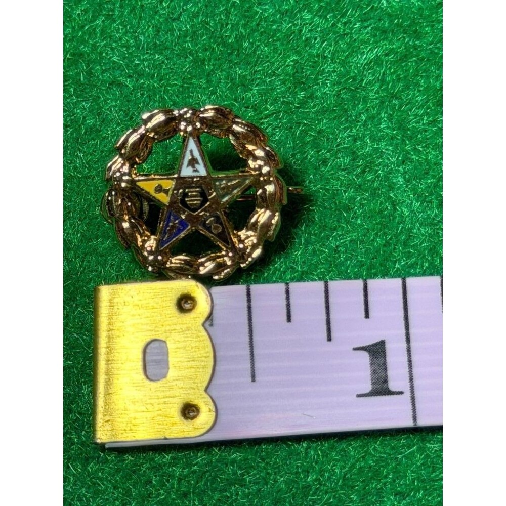 Vintage Order of the Eastern Star Enamel and Gold-Tone Pin Brooch